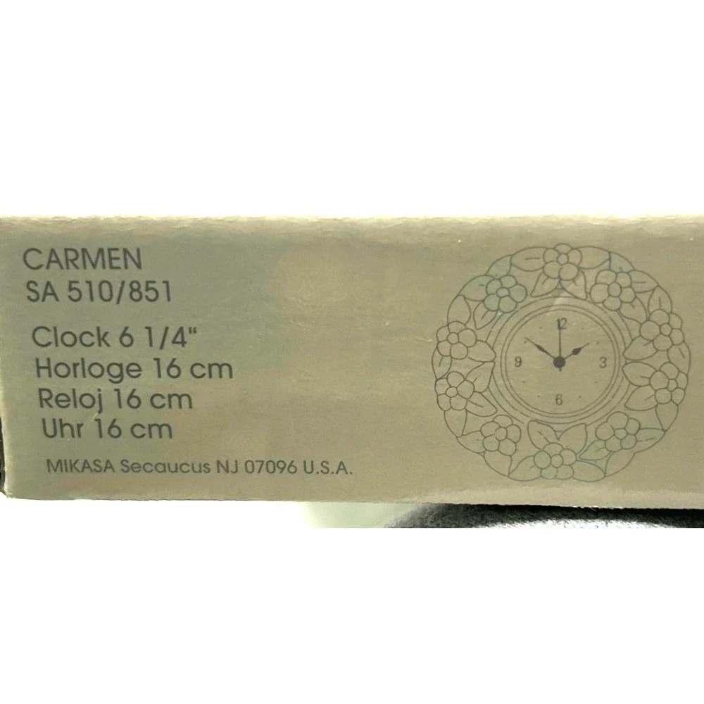 Mikasa‎ Carmen Crystal Floral Desk Clock 6 1/4